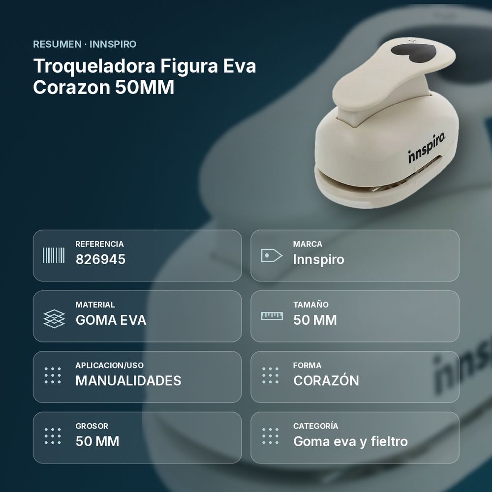 TROQUELADORA FIGURA EVA CORAZON 50MM   - resumen de atributos