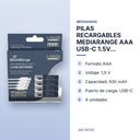 PILAS RECARGABLES MEDIARANGE AAA USB-C 1.5V 500mAh 4 UNIDADES  - características principales