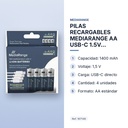 PILAS RECARGABLES MEDIARANGE AA USB-C 1.5V 1400mAh 4 UNIDADES  - características principales