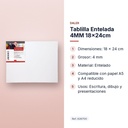 TABLILLA ENTELADA 4MM 18X24CM  - características principales