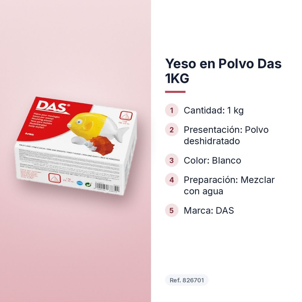 YESO EN POLVO DAS 1KG - características principales