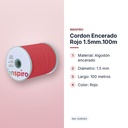 CORDON ENCERADO ROJO 1.5MM.100M    - características principales