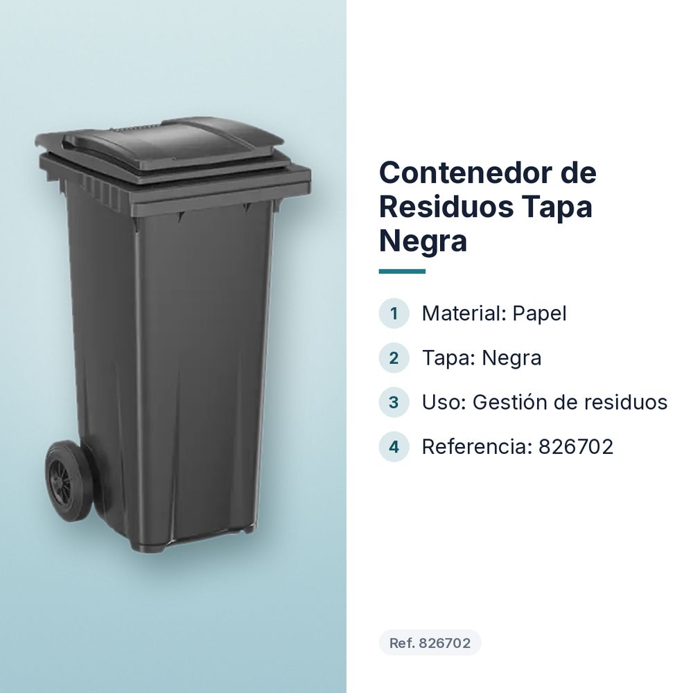 CONTENEDOR DE RESIDUOS TAPA NEGRA - características principales