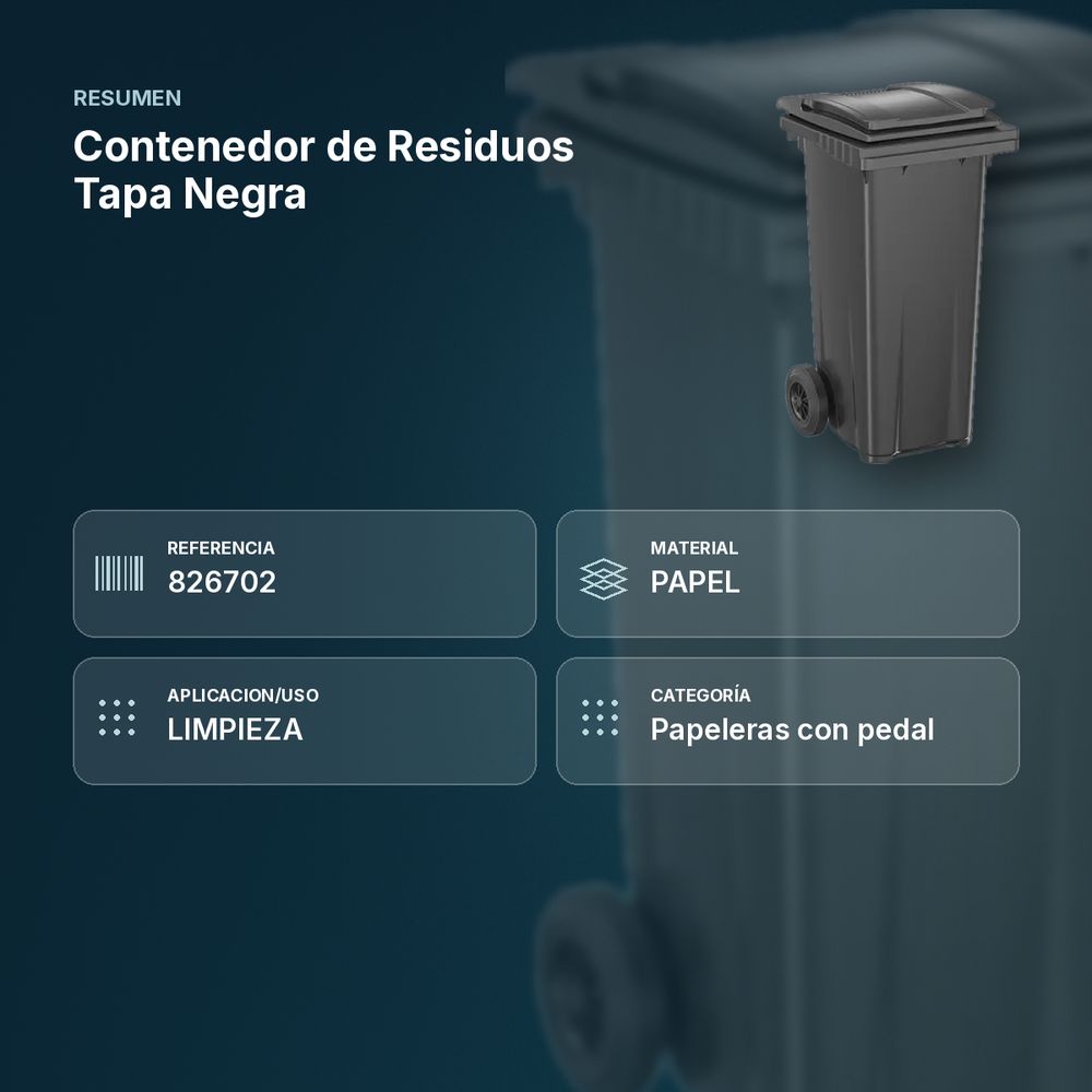 CONTENEDOR DE RESIDUOS TAPA NEGRA - resumen de atributos