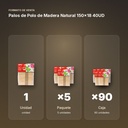 PALOS DE POLO DE MADERA NATURAL 150X18 40UD - formato de venta: paquete de 5, caja de 90, palé de 1800