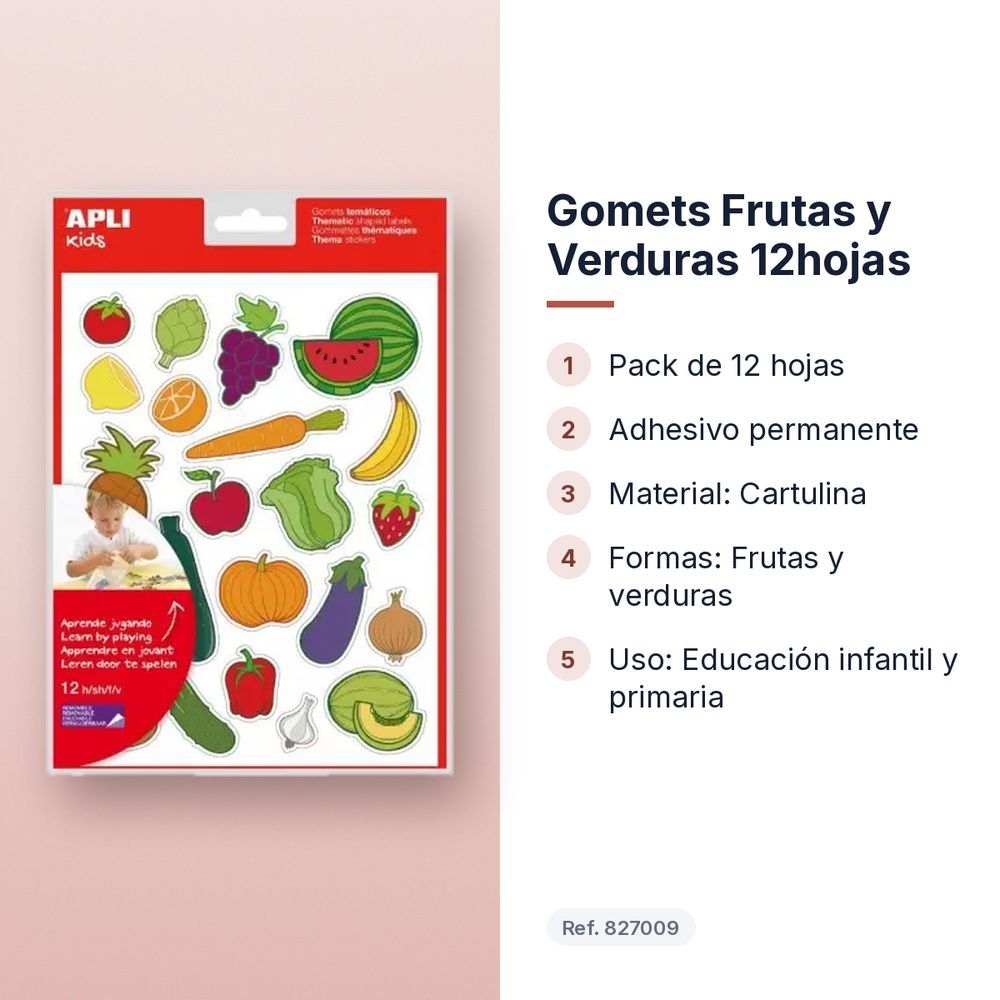 GOMETS FRUTAS Y VERDURAS 12HOJAS - características principales