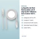 LATIGUILLO DE RED NANOCABLE CAT.6 UTP RJ45 1 METROS GRIS COBRE 100%  - características principales