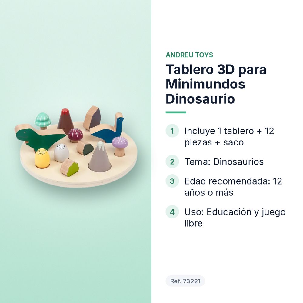 TABLERO 3D PARA MINIMUNDOS DINOSAURIO - características principales