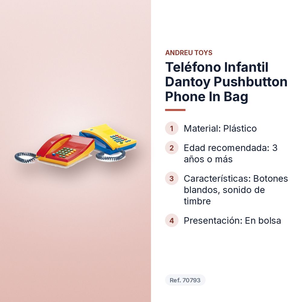 TELÉFONO INFANTIL DANTOY PUSHBUTTON PHONE IN BAG - características principales