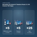 RECAMBIO A4 OXFORD 4 TALADROS PAUTA 3.5. 90 GRAMOS 100 HOJAS  - formato de venta: paquete de 5, caja de 25, palé de 1100