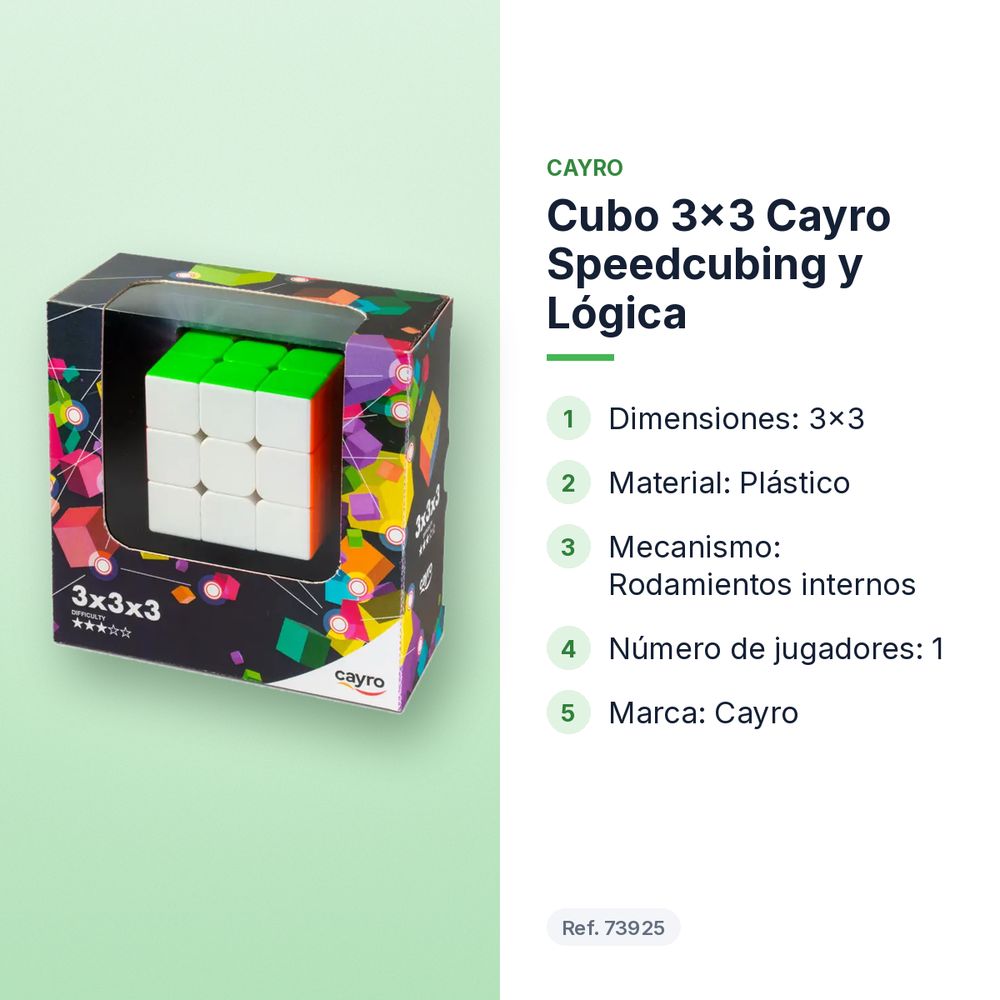 CUBO 3X3 CAYRO SPEEDCUBING Y LÓGICA - características principales