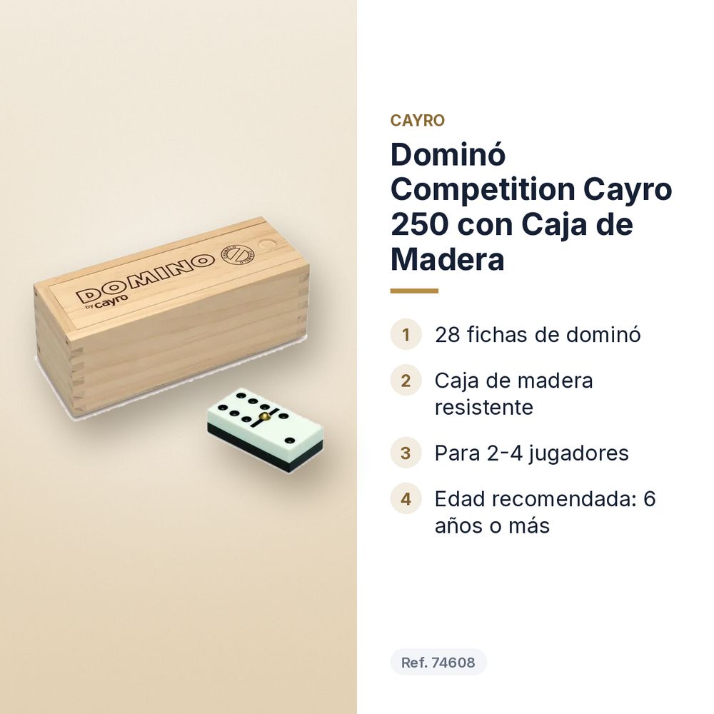 DOMINÓ COMPETITION CAYRO 250 CON CAJA DE MADERA - características principales