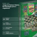 JUEGO DE DAMAS CLÁSICO DE ESTRATEGIA PARA 2 JUGADORES - resumen de atributos