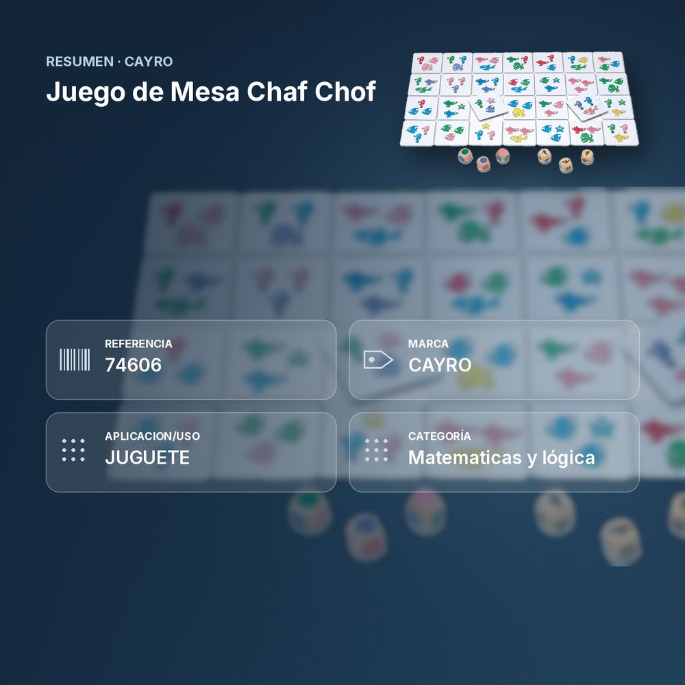 JUEGO DE MESA CHAF CHOF - resumen de atributos