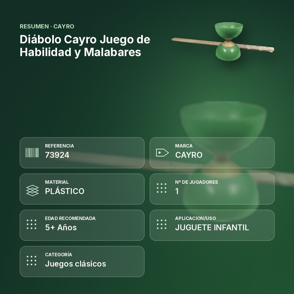 DIÁBOLO CAYRO JUEGO DE HABILIDAD Y MALABARES - resumen de atributos