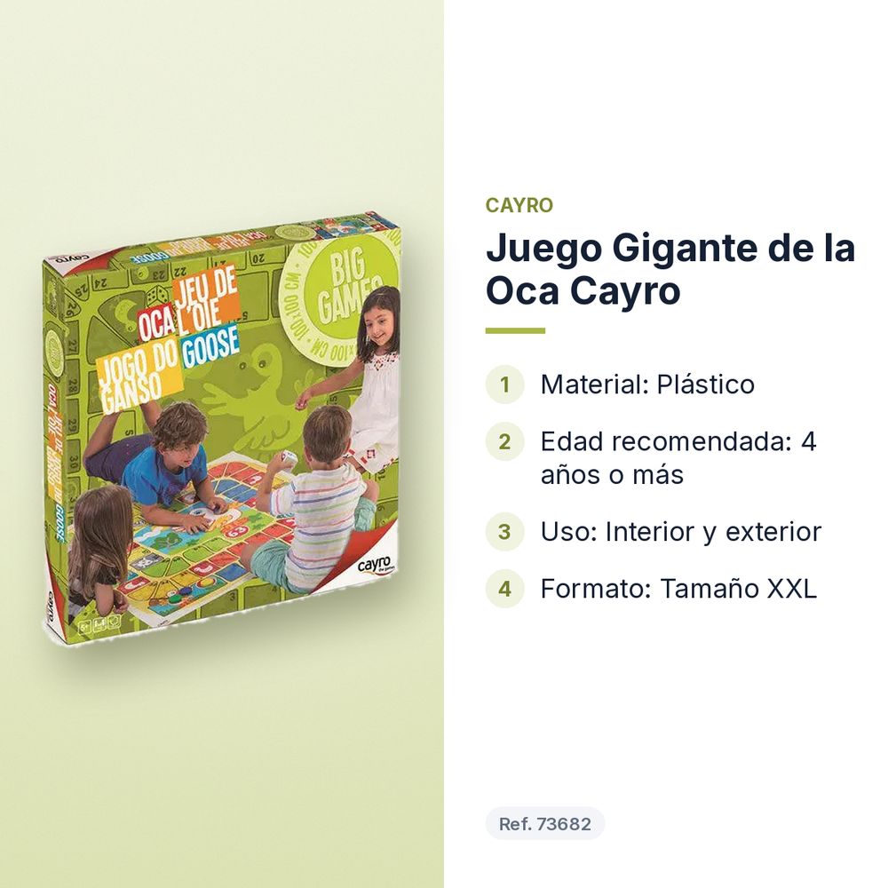 JUEGO GIGANTE DE LA OCA CAYRO - características principales