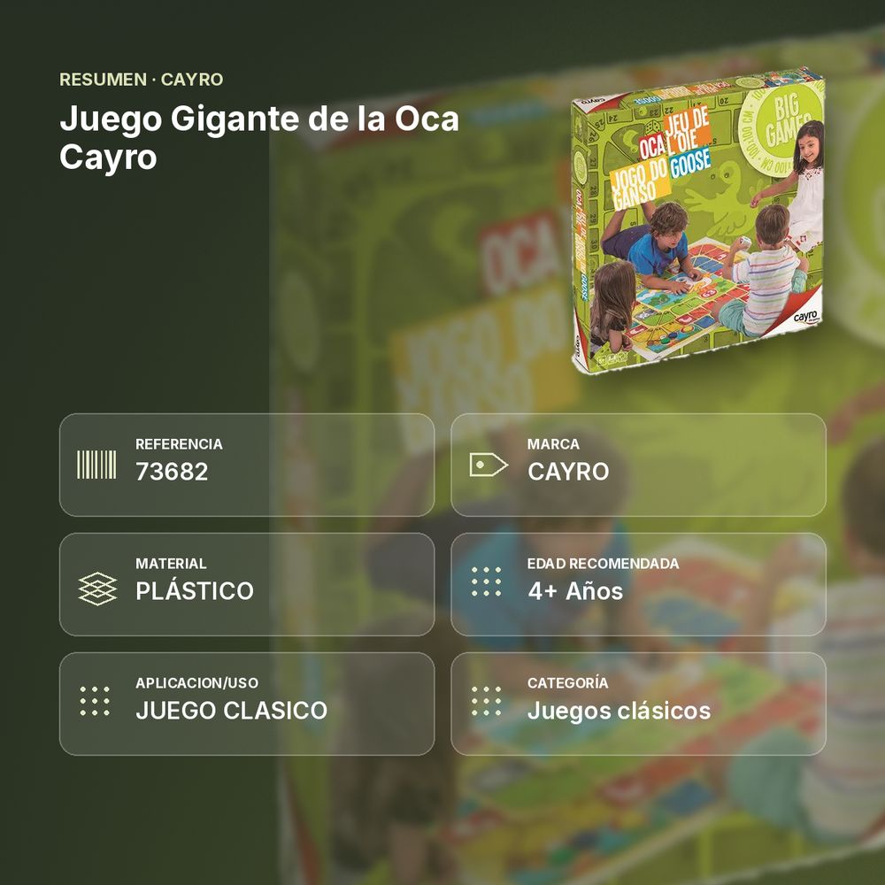 JUEGO GIGANTE DE LA OCA CAYRO - resumen de atributos