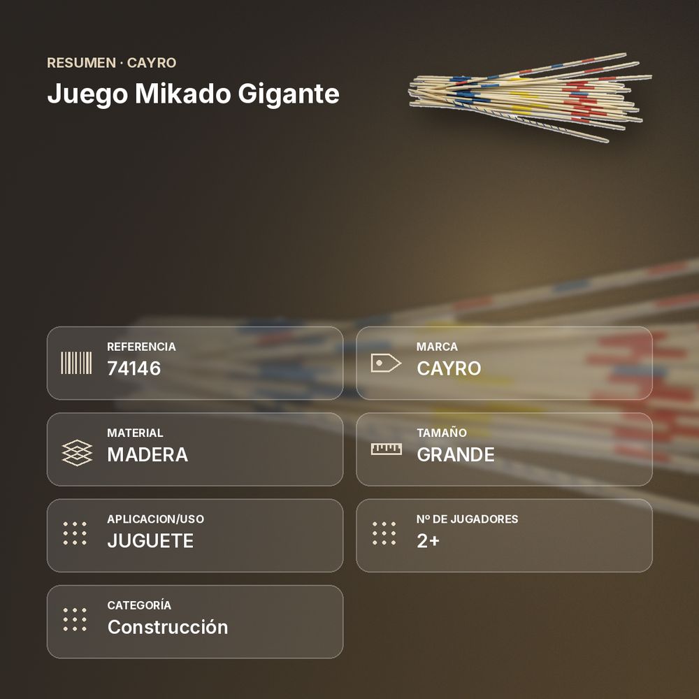 JUEGO MIKADO GIGANTE - resumen de atributos