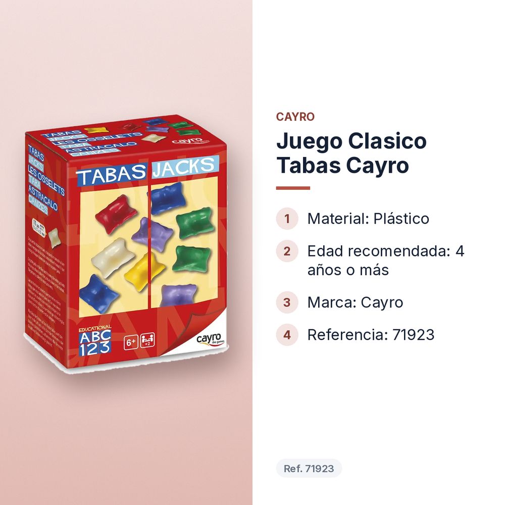 JUEGO CLASICO TABAS CAYRO - características principales