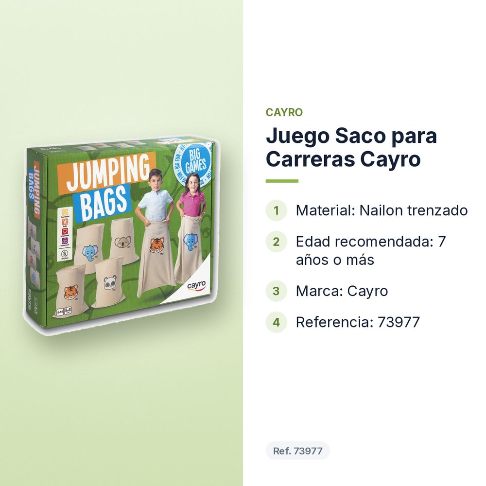 JUEGO SACO PARA CARRERAS CAYRO - características principales