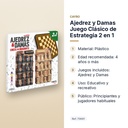 AJEDREZ Y DAMAS JUEGO CLÁSICO DE ESTRATEGIA 2 EN 1 - características principales