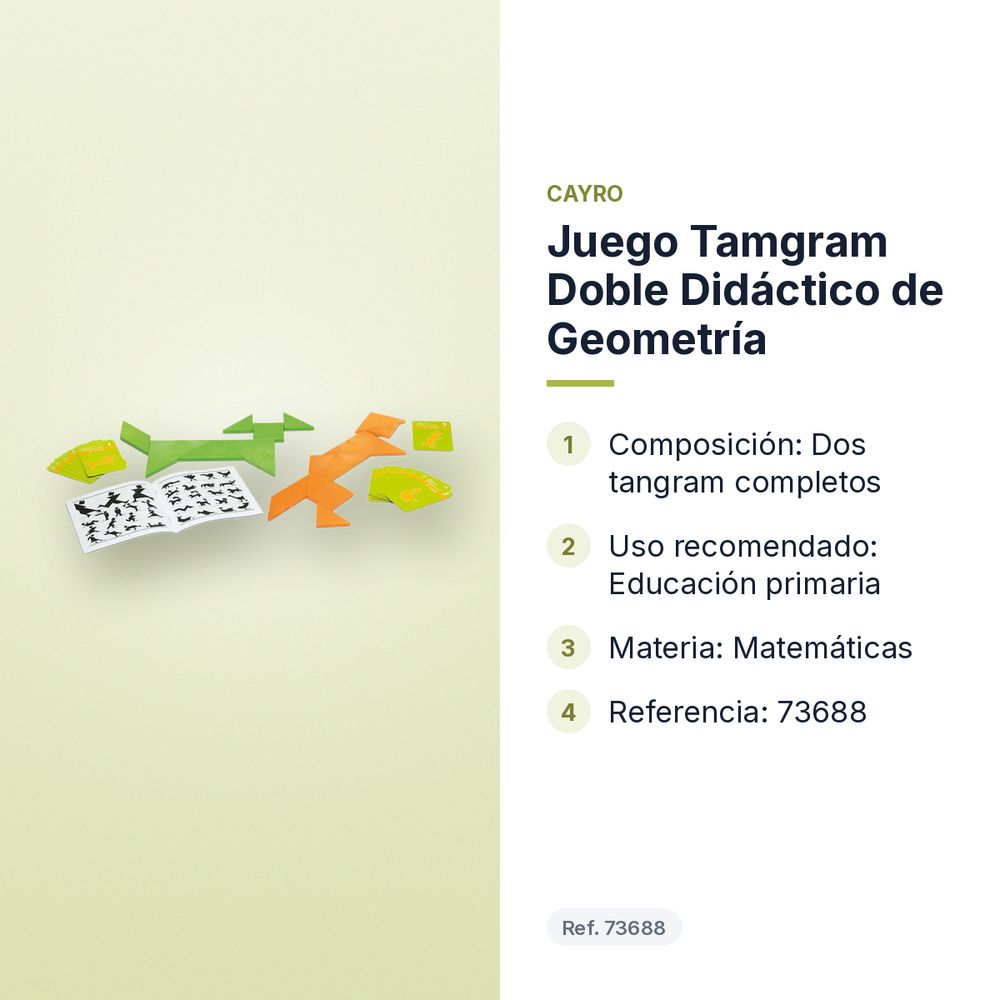 JUEGO TAMGRAM DOBLE DIDÁCTICO DE GEOMETRÍA - características principales