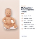 MUÑECO BABY CAUCASICO NIÑO 40CM - características principales