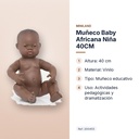 MUÑECO BABY AFRICANA NIÑA 40CM  - características principales