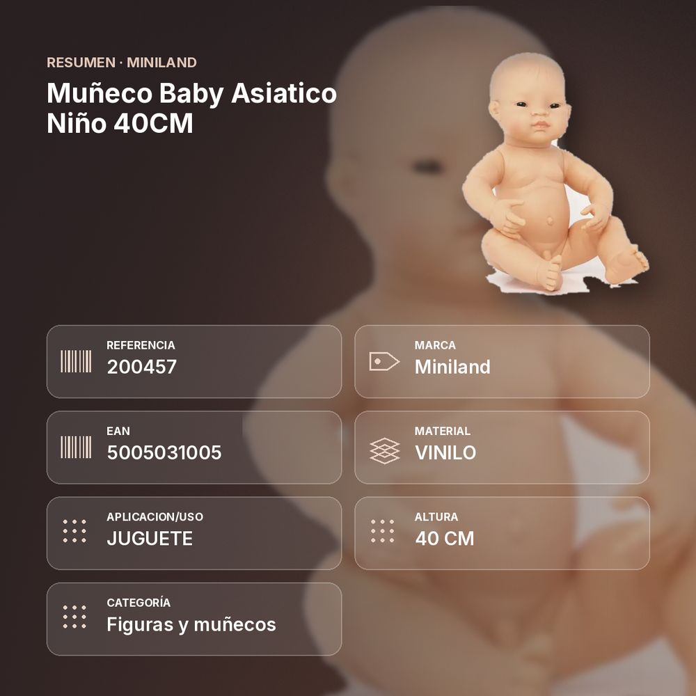 MUÑECO BABY ASIATICO NIÑO 40CM    - resumen de atributos