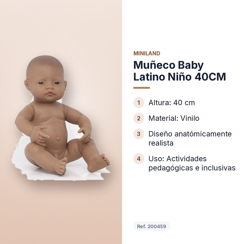 MUÑECO BABY LATINO NIÑO 40CM      - características principales