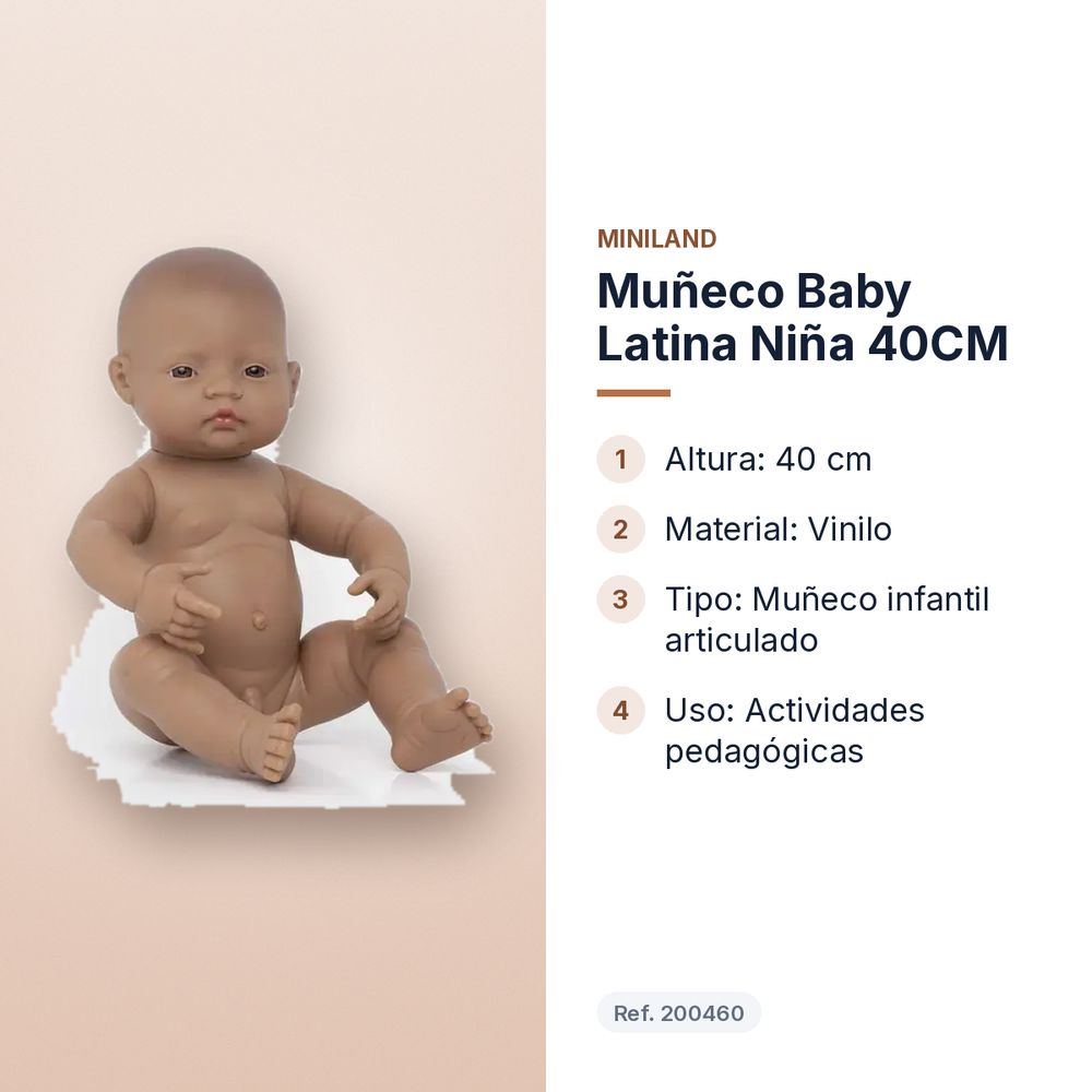 MUÑECO BABY LATINA NIÑA 40CM       - características principales