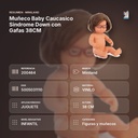 MUÑECO BABY CAUCASICO SINDROME DOWN CON GAFAS 38CM - resumen de atributos