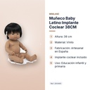 MUÑECO BABY LATINO IMPLANTE COCLEAR 38CM - características principales