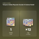 TÉMPERA SÓLIDA PLAYCOLOR ESCOLAR 6 COLORES PASTEL - formato de venta: caja de 12