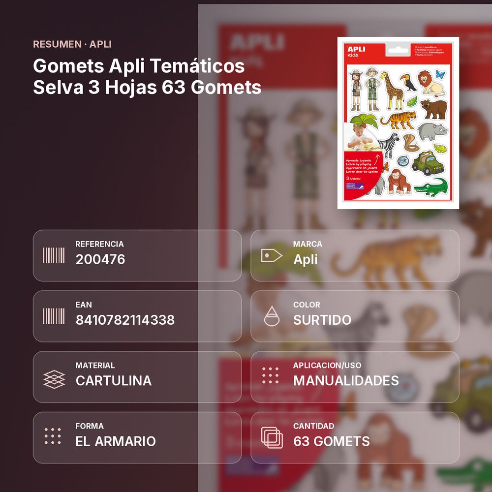 GOMETS APLI TEMÁTICOS SELVA 3 HOJAS 63 GOMETS   - resumen de atributos