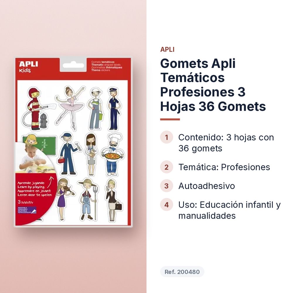 GOMETS APLI TEMÁTICOS PROFESIONES 3 HOJAS 36 GOMETS    - características principales