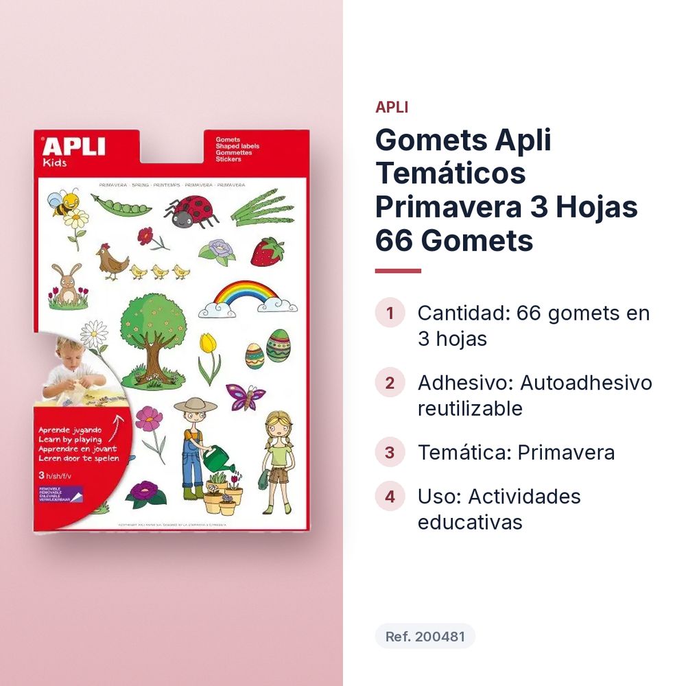 GOMETS APLI TEMÁTICOS PRIMAVERA 3 HOJAS 66 GOMETS   - características principales