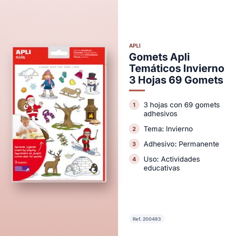 GOMETS APLI TEMÁTICOS INVIERNO 3 HOJAS 69 GOMETS    - características principales