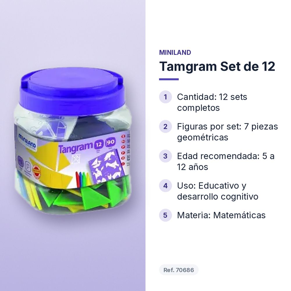 TAMGRAM SET DE 12 - características principales
