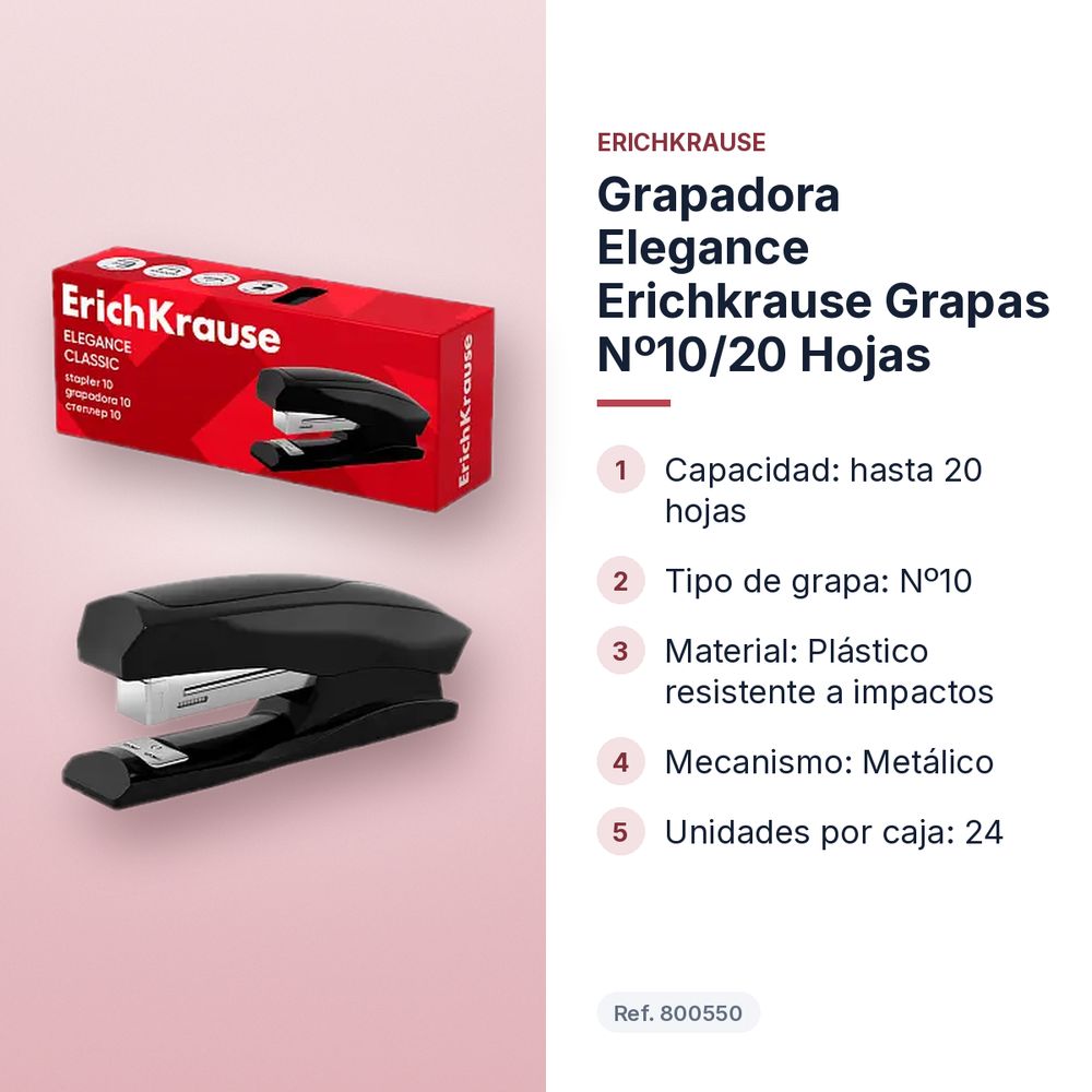GRAPADORA ELEGANCE ERICHKRAUSE GRAPAS Nº10/20 HOJAS - características principales