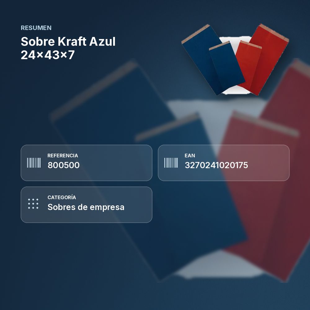 SOBRE KRAFT AZUL 24X43X7 - resumen de atributos