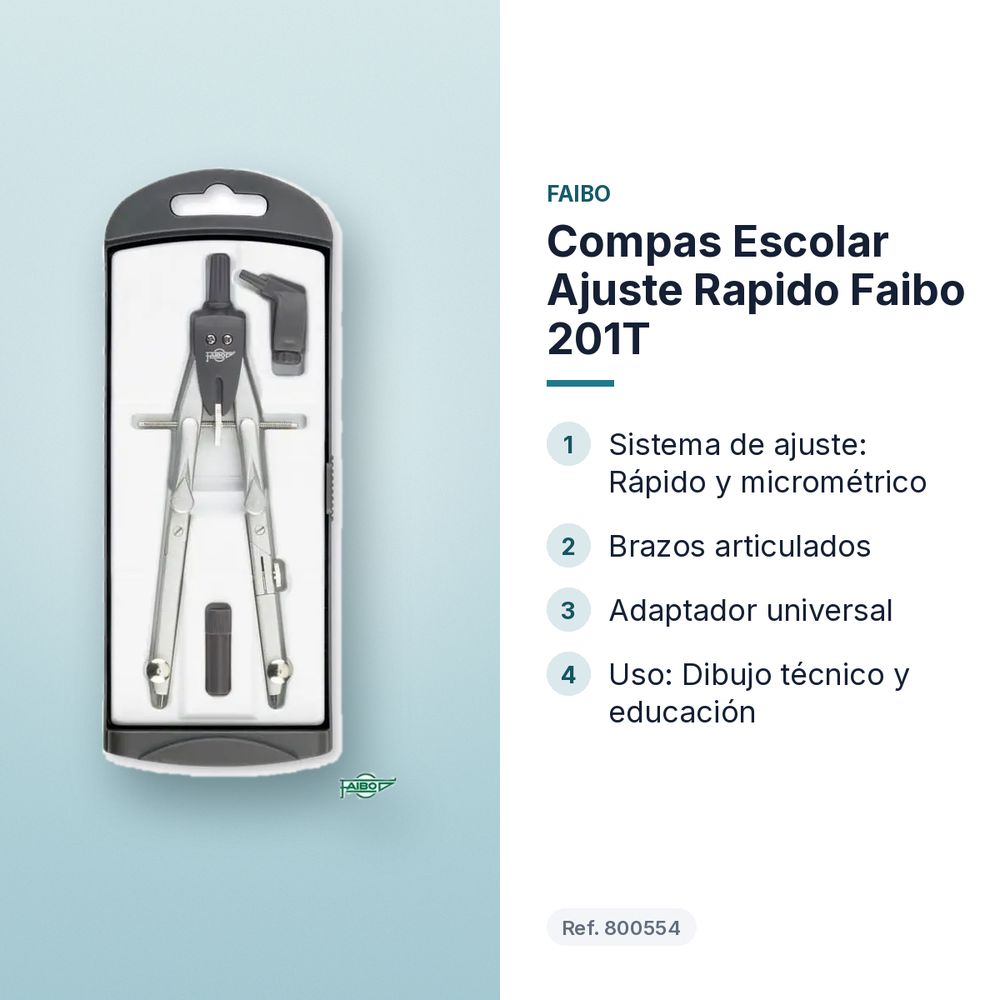 COMPAS ESCOLAR AJUSTE RAPIDO  FAIBO 201T - características principales