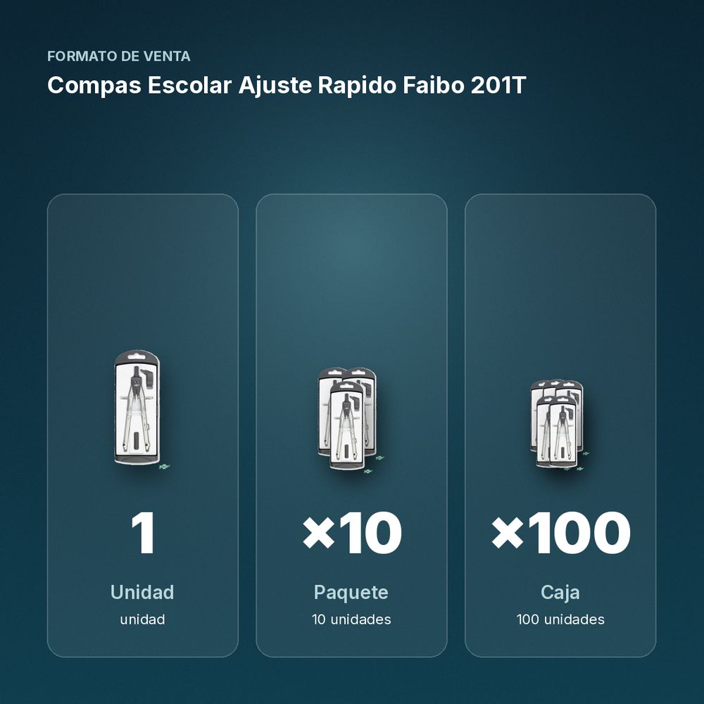 COMPAS ESCOLAR AJUSTE RAPIDO  FAIBO 201T - formato de venta: paquete de 10, caja de 100