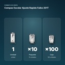 COMPAS ESCOLAR AJUSTE RAPIDO  FAIBO 201T - formato de venta: paquete de 10, caja de 100