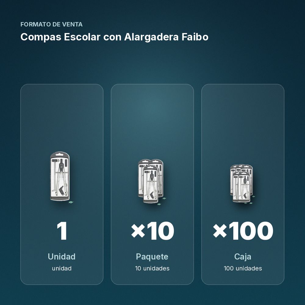 COMPAS ESCOLAR CON ALARGADERA  FAIBO  - formato de venta: paquete de 10, caja de 100