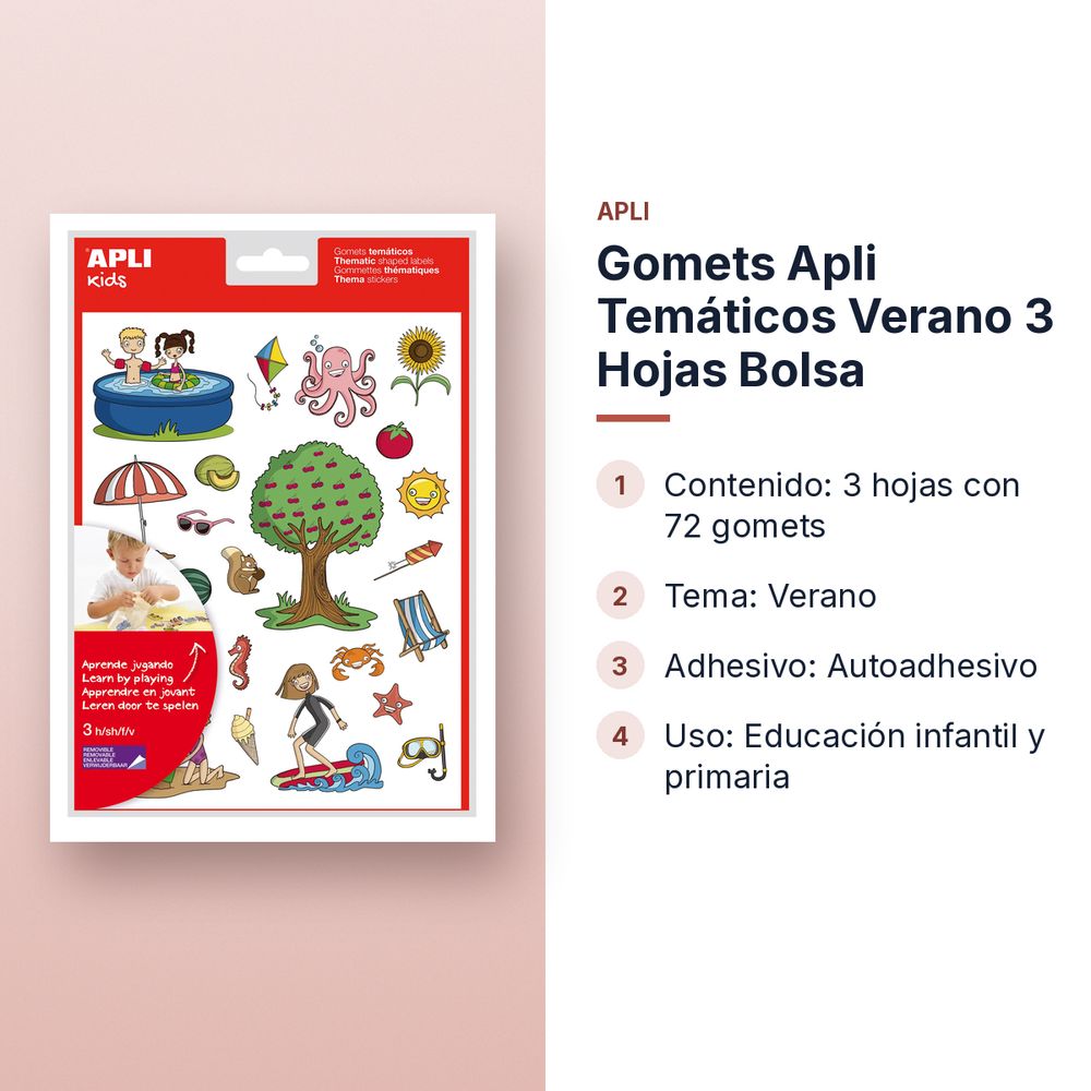 GOMETS APLI TEMÁTICOS VERANO 3 HOJAS BOLSA   - características principales