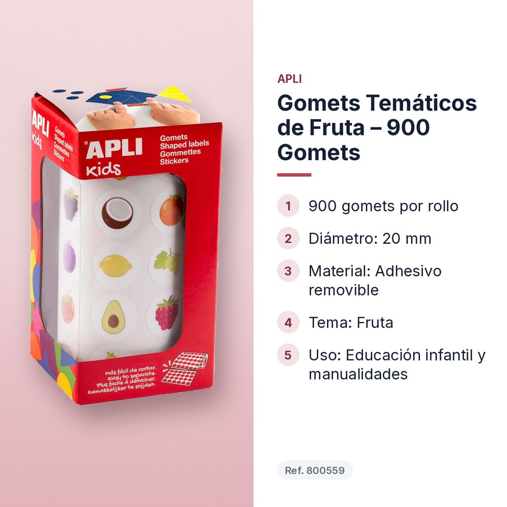 GOMETS TEMÁTICOS DE FRUTA  – 900 GOMETS   - características principales
