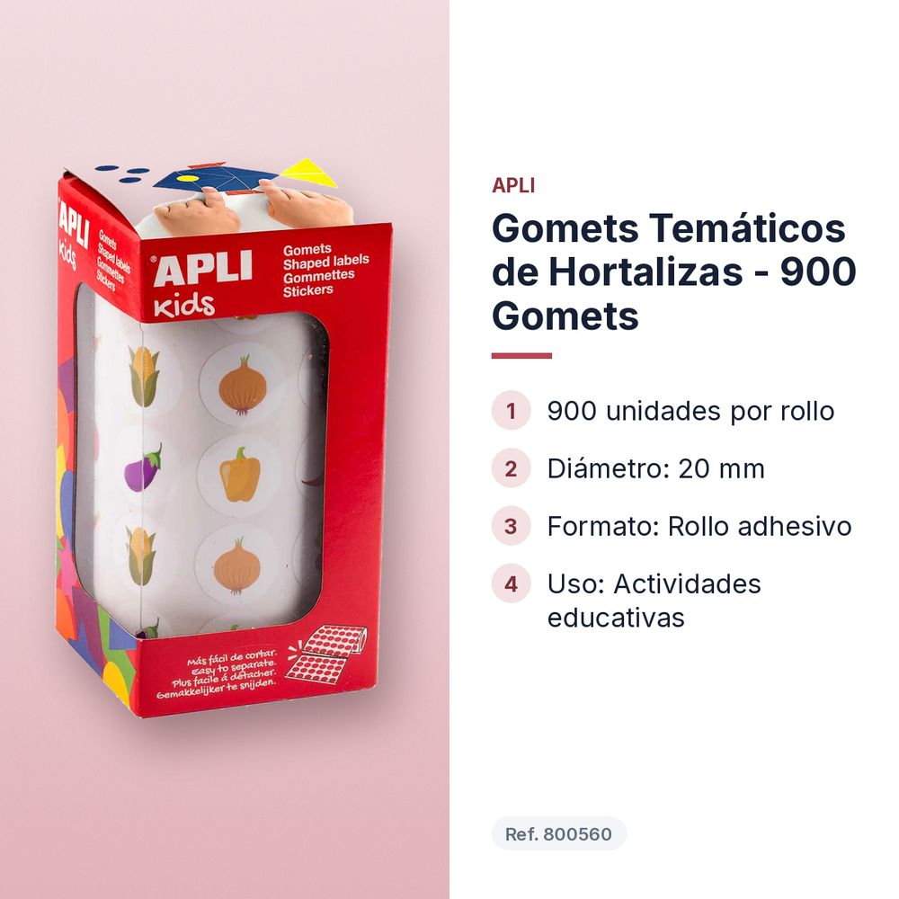 GOMETS TEMÁTICOS DE HORTALIZAS  - 900 GOMETS   - características principales