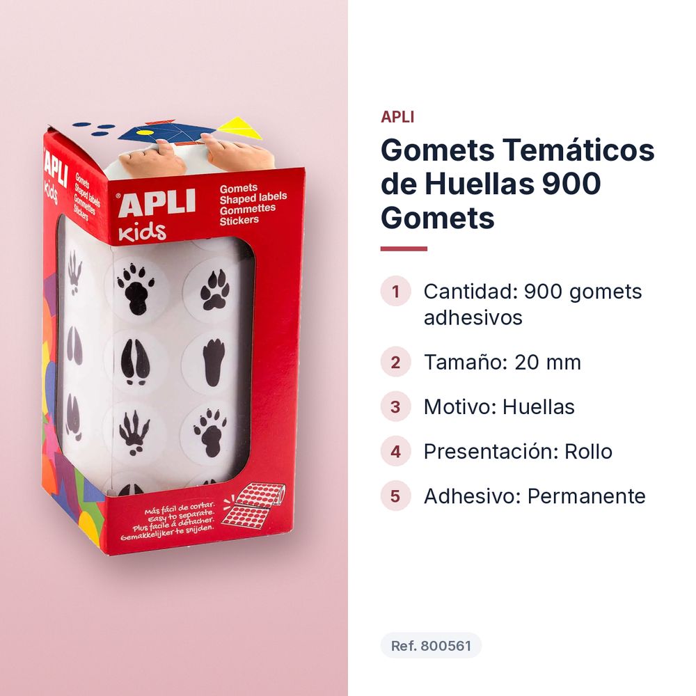 GOMETS TEMÁTICOS DE HUELLAS 900 GOMETS    - características principales