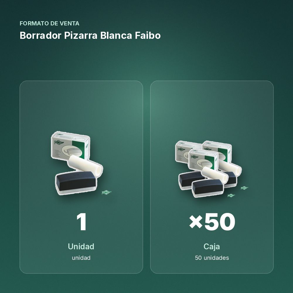 BORRADOR PIZARRA BLANCA FAIBO - formato de venta: caja de 50